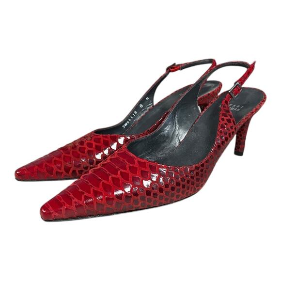 Stuart Weitzman Red Slingback Heels – Size 8 – Made in Spain – Leather Sole New - Picture 1 of 12